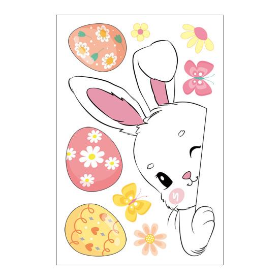 6 Sheets Easter Bunny Window Cling Removable Waterproof PVC Flower Colorful Egg Rabbit Static Glass Sticker Spring Easter Holiday Decoration Decal