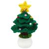 Cute Crochet Christmas Tree Decor Mini Artificial Knitted Tabletop Ornament  Holidays