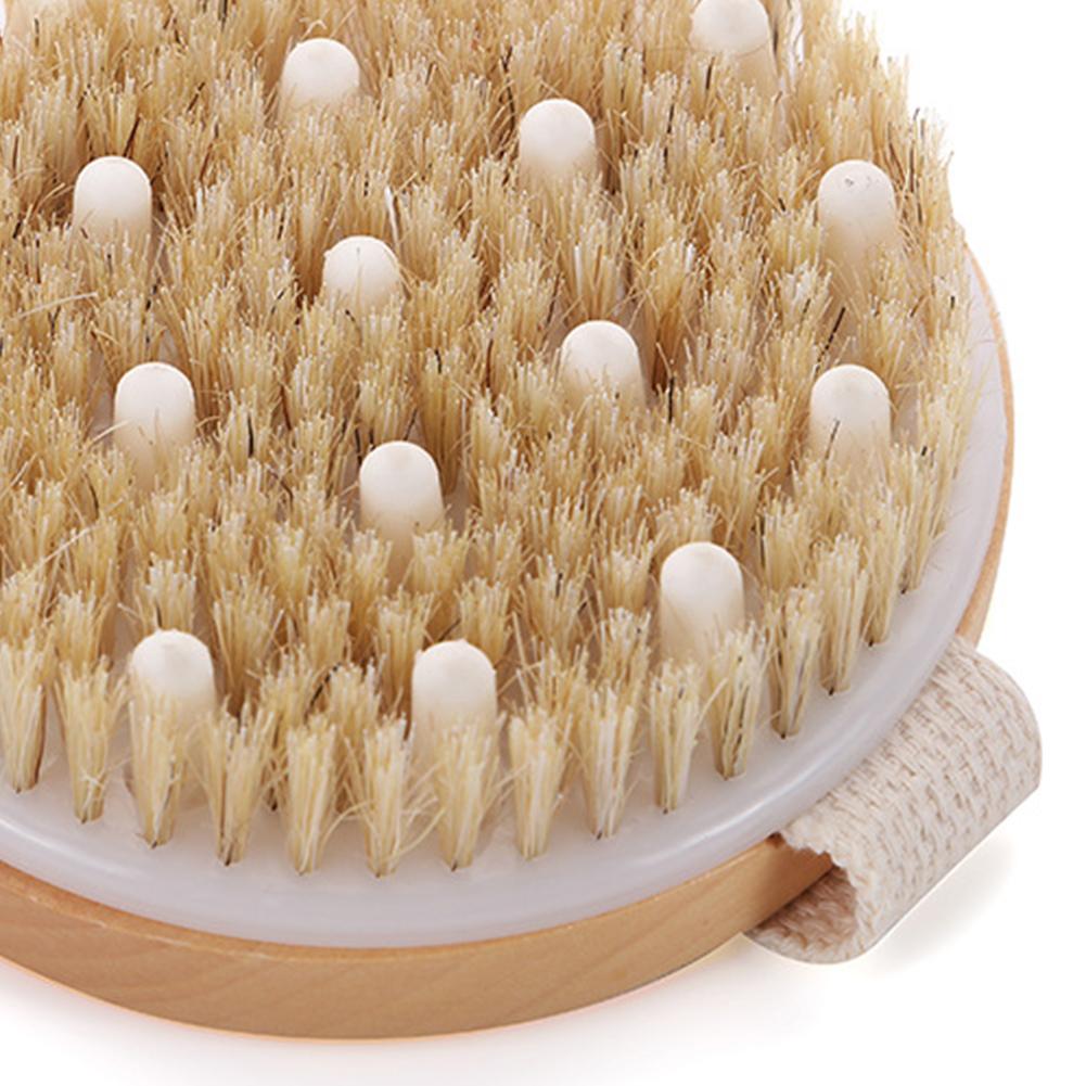 Body Brush Round Dry Brushing Shower Skin Brush Wooden Brush for Deep Cleansing & Soften Skin