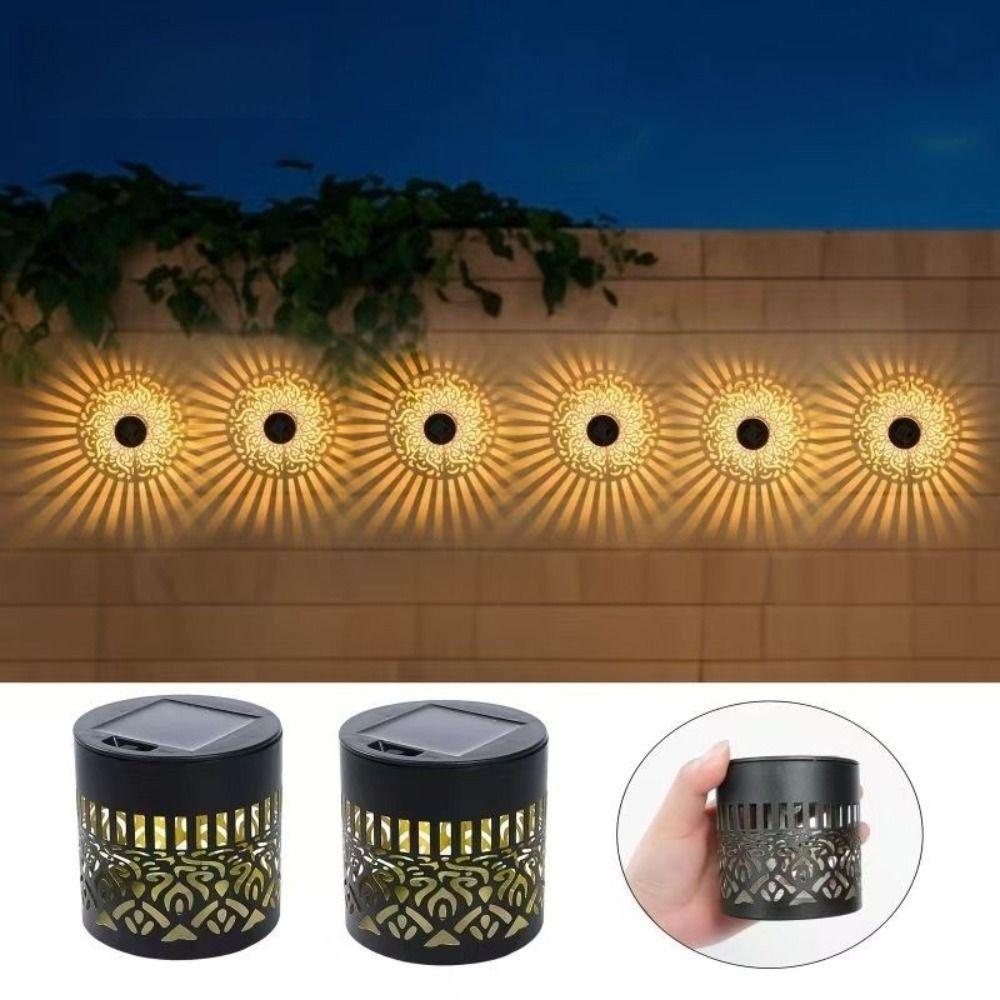 Hollow Solar Projection Lamp Flower Design Wall Mount Lamp Practical Outdoor Garden Light House
