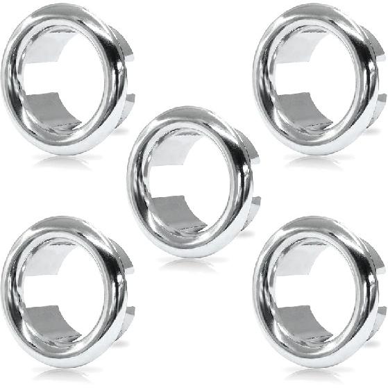 5 Pcs Chrome Overflow Cover Rings, Round Hole Trim Hole Insert in Cap for Home/Sink/Bathroom/Kitchen