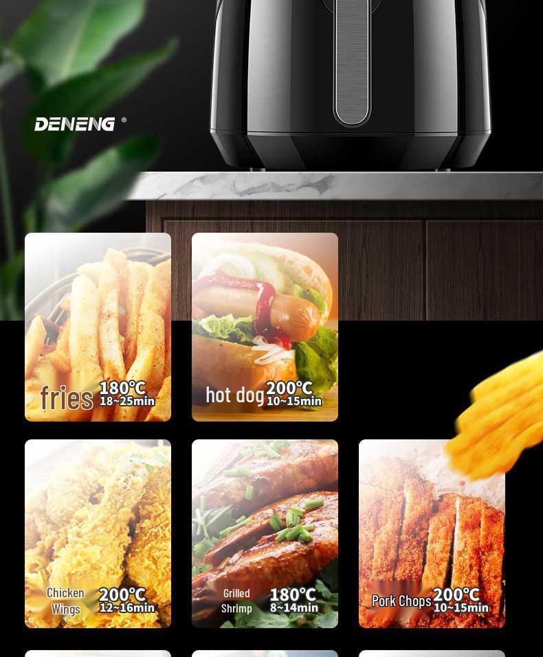 Smart Dual-Basket Air Fryer Oven: Large-Capacity, Oil-Free, Multi-Functional Model for Effortless French Fries Cooking.