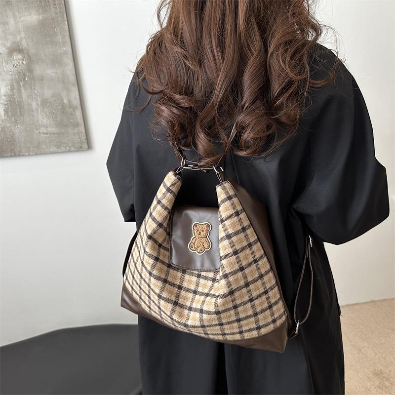 Women Plaid Large Capacity Multifunctional Fashion Convertible Shoulder Backpack For Daily Commute