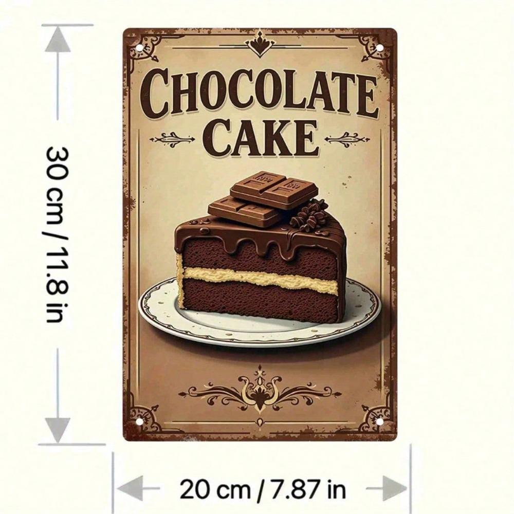 Retro Chocolate Cake Metal Sign, Vintage Rustic Iron Wall Art for Cafe Garden Bathroom, 7.8x11.8 Inch