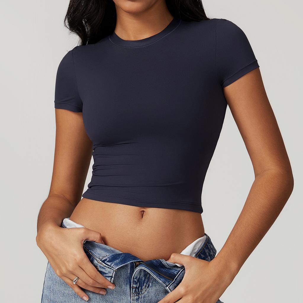 New Casual And Versatile Tight Fitting Quick Drying Fitness Top, Yoga Clothes, Running Pilates Sports T-Shirt, Short Sleeved