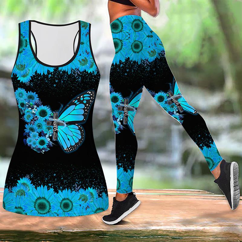 Organ Butterfly Print Yoga Outfit for Women Fashion Workout Leggings Fitness Sports Casual Yoga Pants