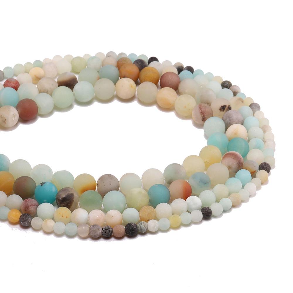 1strand/lot 4 6 8 10 12 mm Matte Amazonite Round Natural Stone Loose Beads Spacer Bead For Jewelry Making DIY Necklace Bracelet