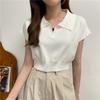Eenvoudig aansluitend kortarmig POLO shirt korte gebreide trui revers T-shirt top dames nieuw zomer Koreaanse versie trend