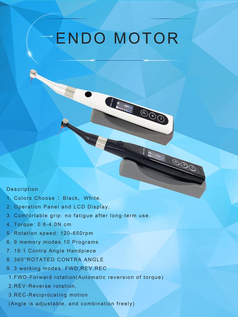 Dental Endo Motor 16:1 Reduction Contra Angle Endodontic Treatment Root Canal Therapy Wireless Dental Equipment
