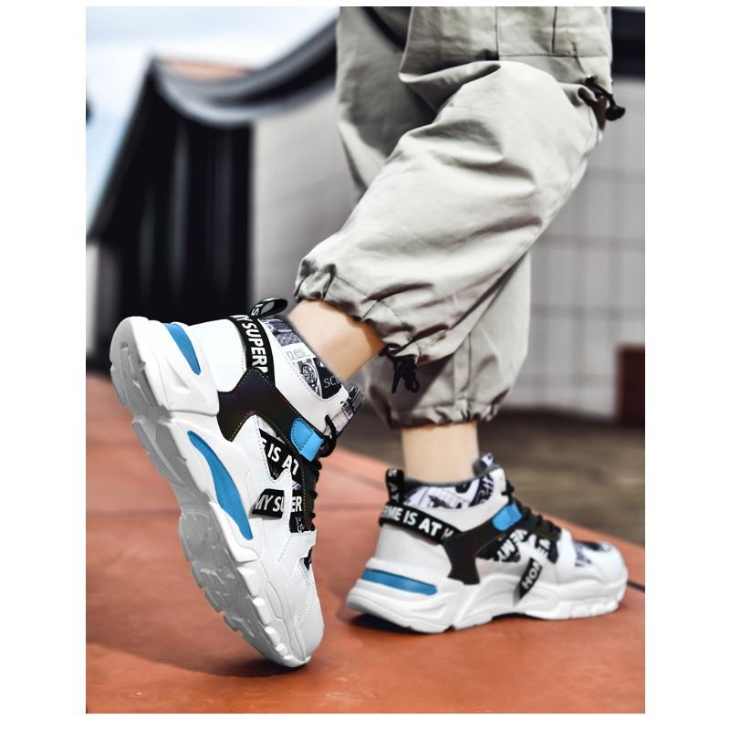 Herren Hohe Fleece-gefütterte Klobige Sneaker Colorblock Rutschfest Warm Lässige Sportschuhe