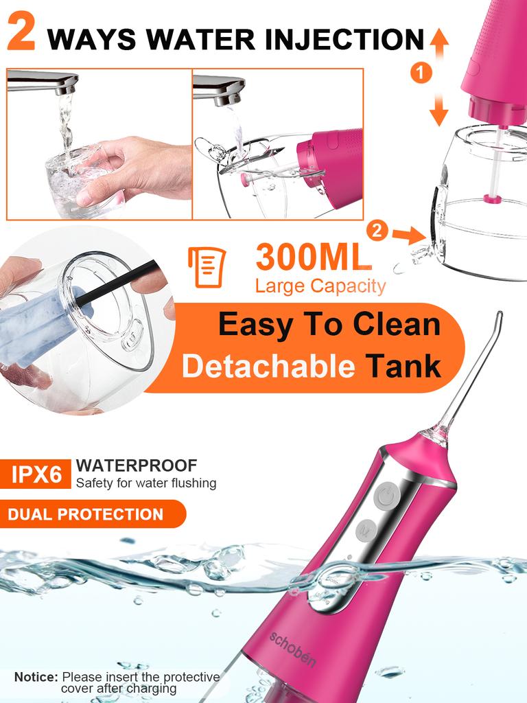Zubní ústní irigátor Vodní nit Zubní párátko pro čištění zubů Nit Ústní mycí stroj 5 trysek 300 ml Floss Jet