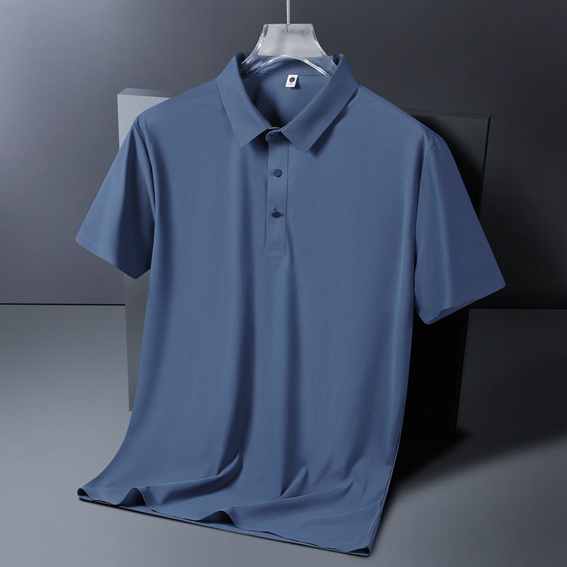 

Ice Silk Men s Stretch Polo Shirt: Summer Lightweight, High-End Business Casual, Short Sleeve, Turn-Down Collar L