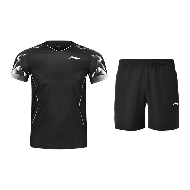 

Серия бадминтона Li Ning Простые цветные блоки Быстросохнущие Охлаждающие Международные соревнования Средняя посадка Универсальные шорты Повседневный спортивный комплект AAYV021-1+AKSU789-3 S