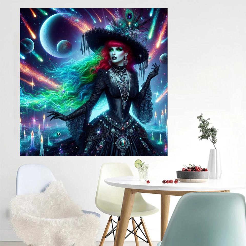 5D DIY Full Round Square Diamond Painting Halloween Witch Set Mosaic Embroidery Home Decoration Cartoon Decoration Gift 2024 New