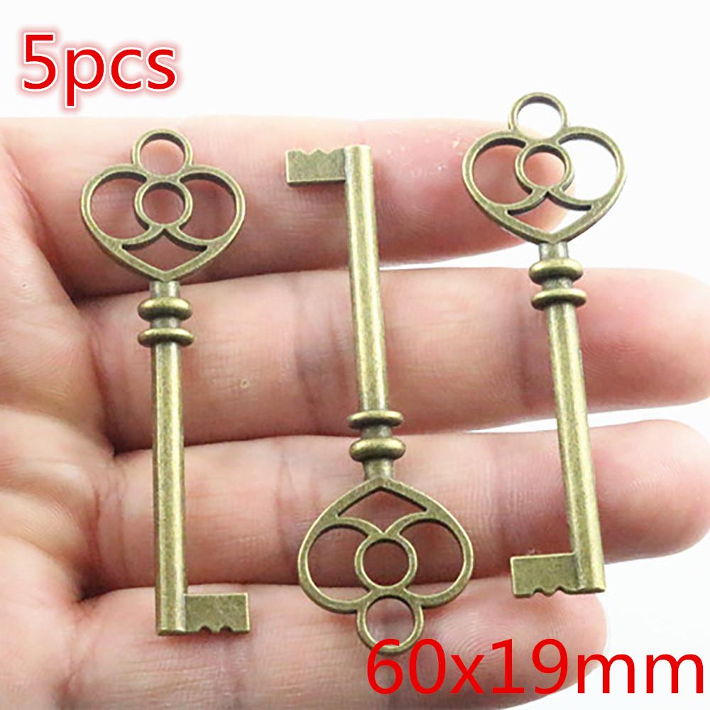 5pcs 70x19mm Charms Hippocampi Key Antique Bronze Silver Plated Metal Handmade Charms Pendant DIY Findings for bracelet necklace