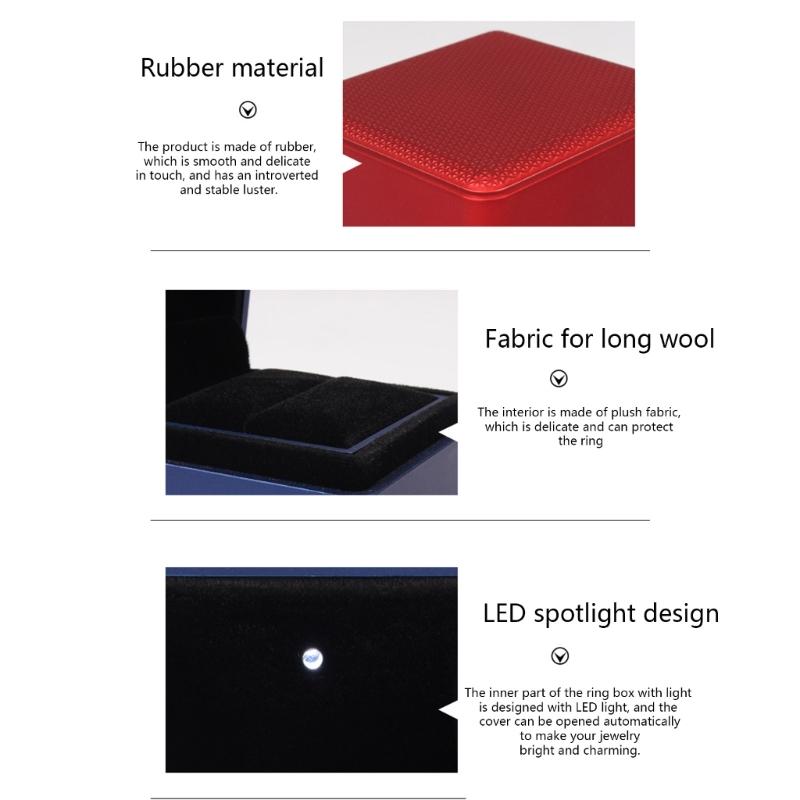Pudełko na pierścionek z/bez LED Organizer do przechowywania obrączek ślubnych/naszyjników Pudełko na prezent biżuterię Modny stojak na biżuterię