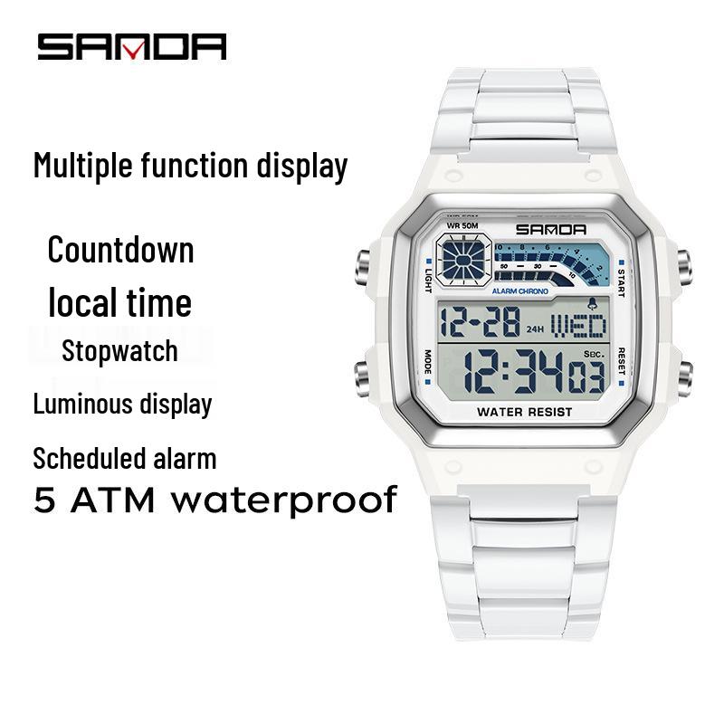 Sanda Multifunktionale Wasserdichte Elektronische Sportuhr mit Nachtlicht und Wecker für Schüler