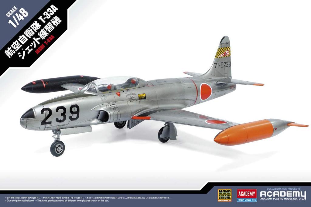 Monochrome Scale Air Force Jet Trainer Plastic Model Kit MCT502 1/48 Self-Defense T-33A