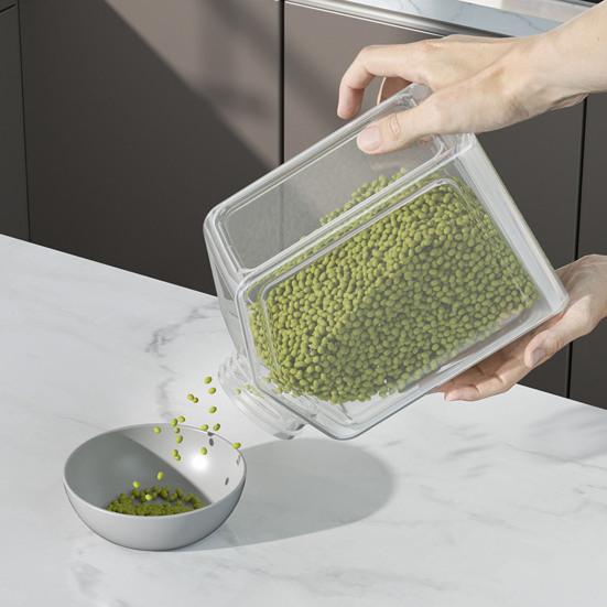 Sealed Food Canister Airtight Food Can with Date Tracker Lid Transparent Grain Storage Can for Beans Pasta Kitchen Pantry Cabinet