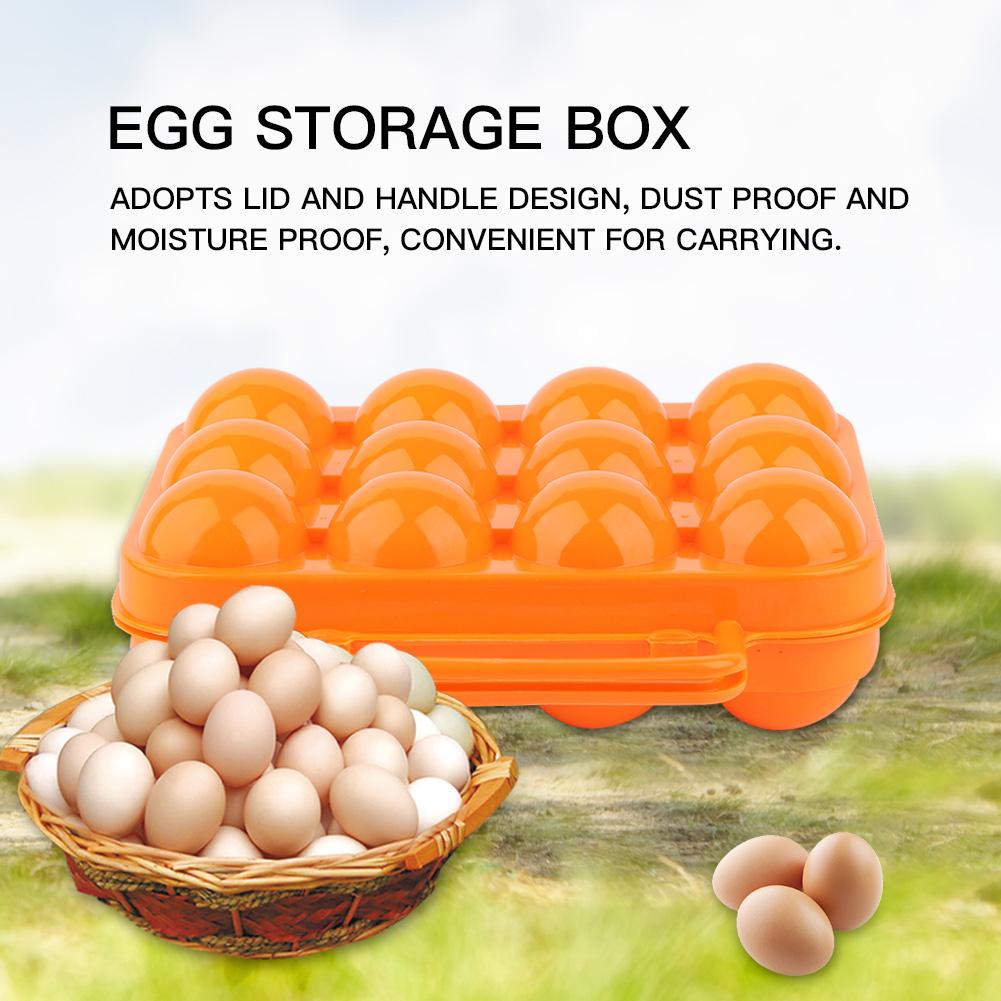 Double Side Plastic Egg Tray Storage Box Case Holder Container  with Handle for 12 Eggs(orange)