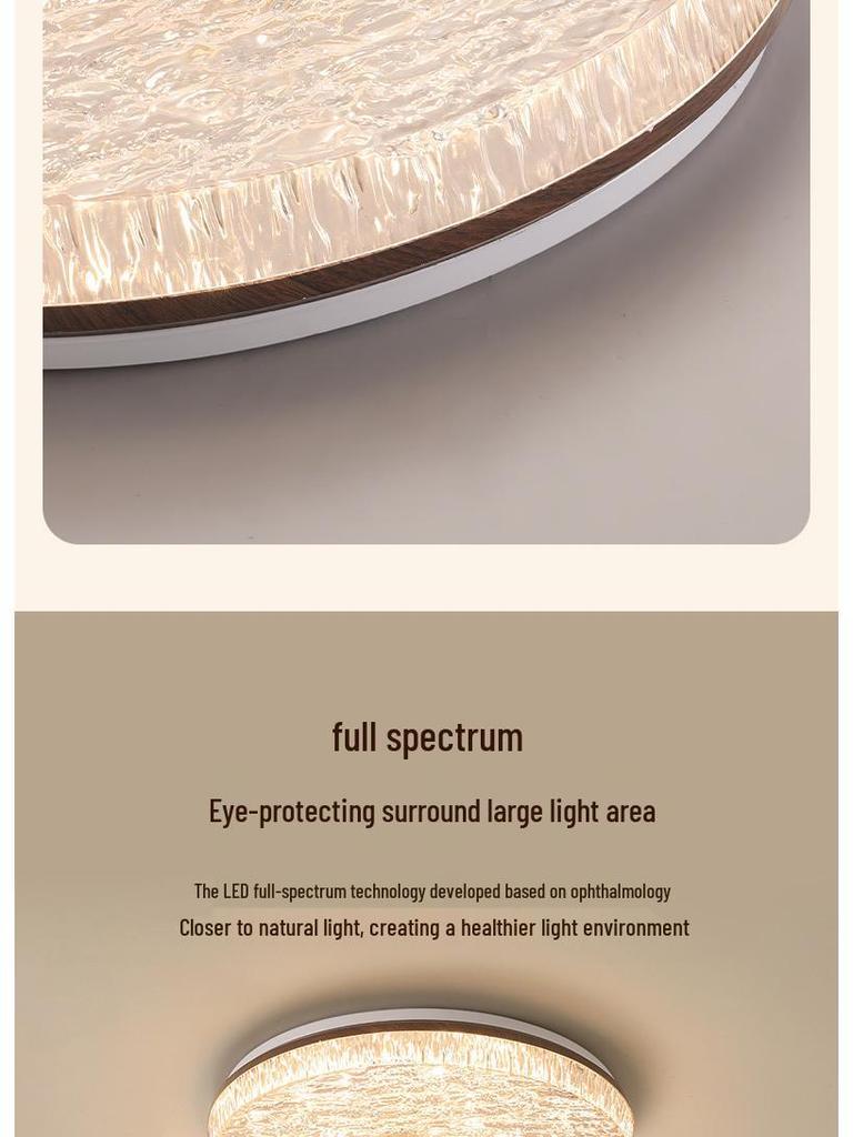 Modern Italian Minimalist Ceiling Light, Walnut Finish, Full Spectrum Eye Protection for Bedroom & Study