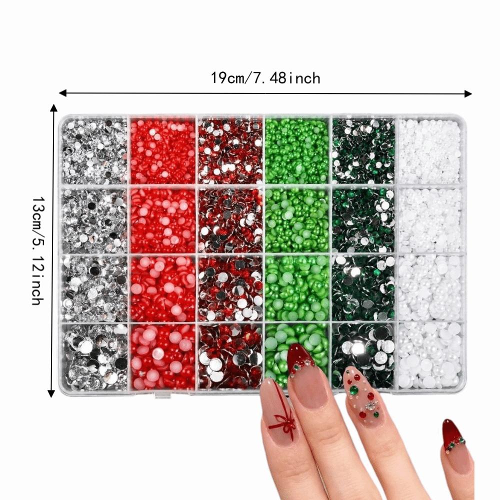 24/28 Grids Mixed Mini Christmas Gems Nail Charms Luxury Flatback Colorful Rhinestones Nail Art
