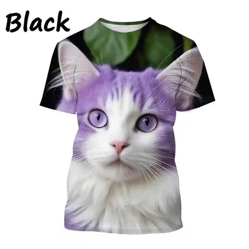 Nové 3D tištěné tričko s kočkou Roztomilé zvíře Mazlíček Kočka Grafické tričko Pro muže a ženy Módní s kulatým výstřihem Krátký rukáv Ležérní topy