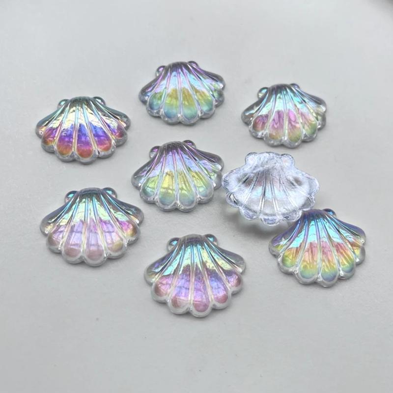 10 Pieces 27*22mm Beautiful AB Color Shell Crystal Rhinestone Flat Back Scrapbook Shell Crystal Rhinestone