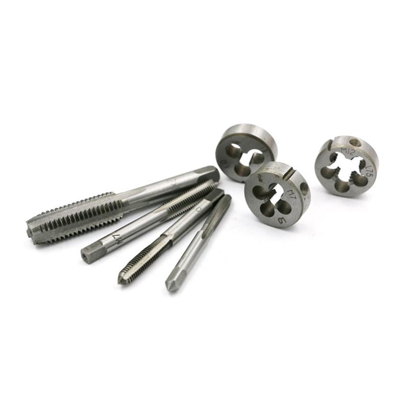 Adjustable Taps Dies Taper Drill Threading Kit Wrench Metric Screw Tools M6/7/8/10/12 for Wood Plastic Soft Metal Steel