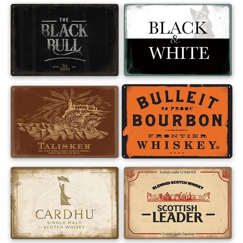 Whiskey Plakate Dekor Metall Vintage Blechschilder Metallschild Wandplakette Dekorativ für Pub Bar Club Man Cave