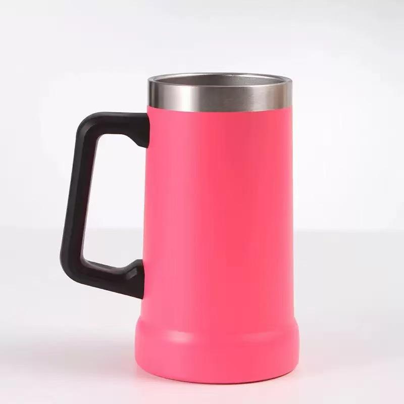 Large Capacity 24oz Brazilian Beer Mug, Insulated Stainless Steel with Double Layer Vacuum Handle