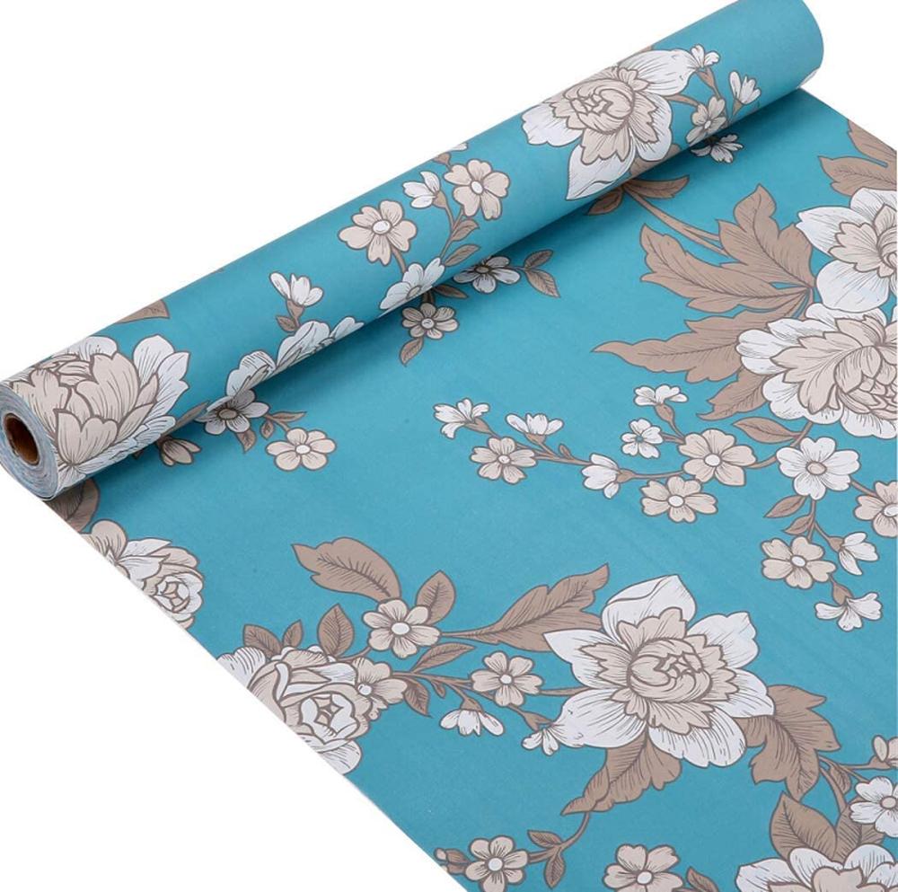 HaoHome Retro Peony Peel and Stick Wallpaper Decorative Wall Paper Floral Removable Self Adhesive Shelf Liner Roll