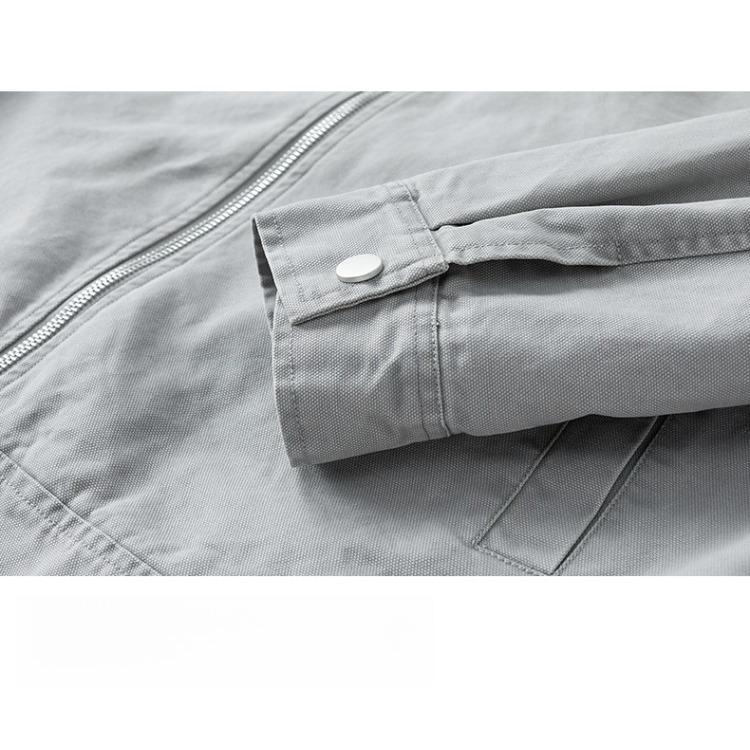Minimalist Vintage Jacket Men's Spring and Fall Lapel Cotton Embroidery Workwear Washed and Done Old Jacket Loose Top Breathable Work Casual Jacket