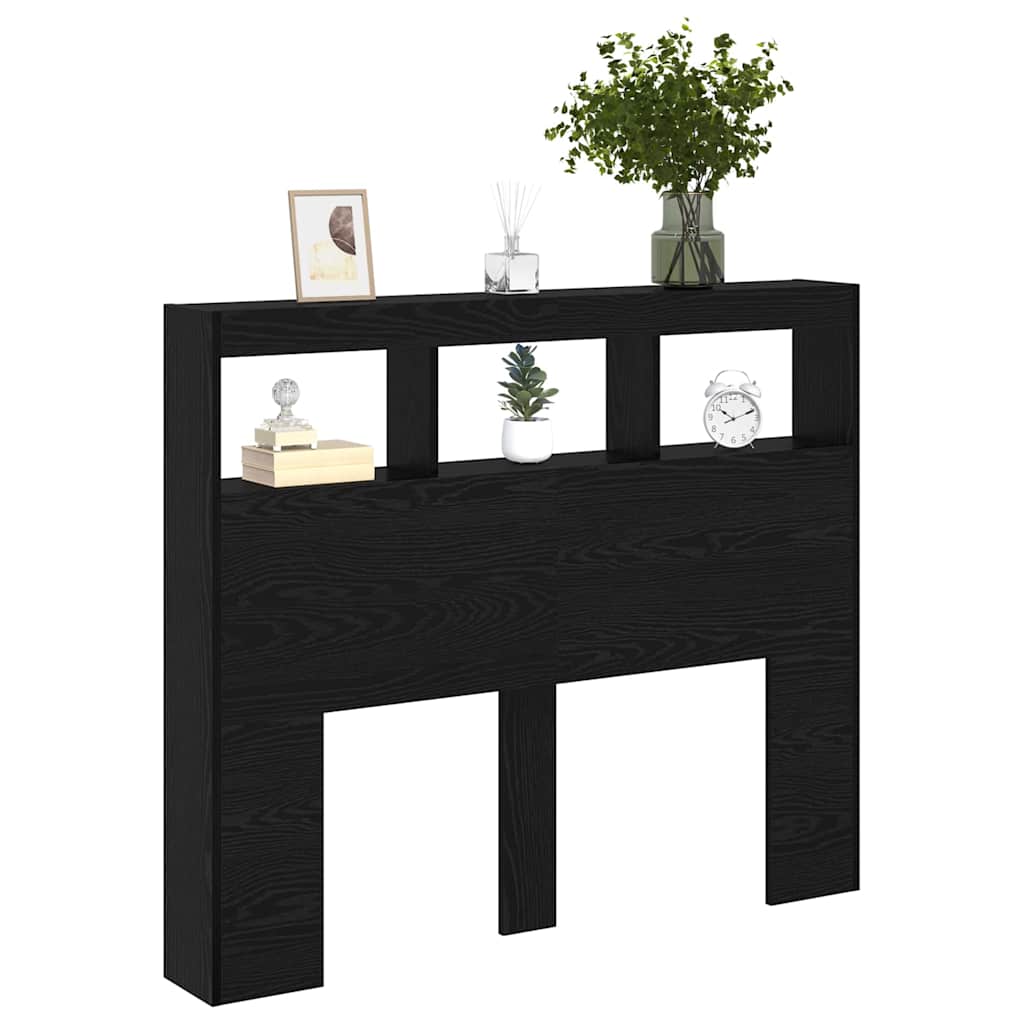 Headboard In Black Oak Look 120 X 17 X 102 Cm Engineered Wood