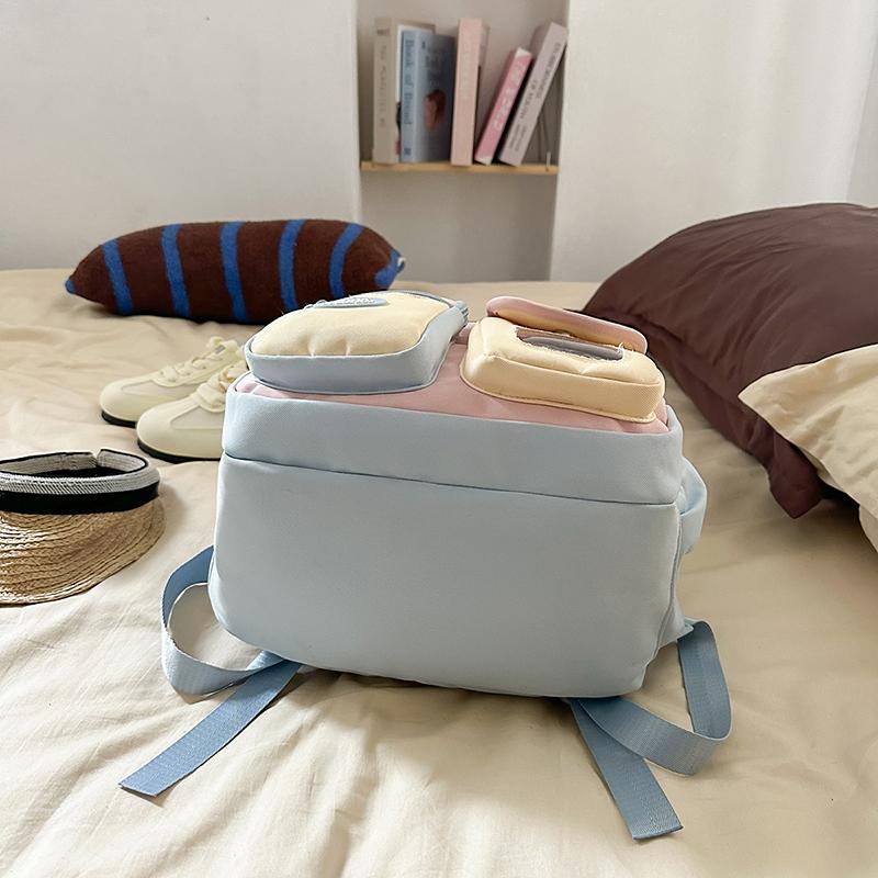 College Colorblock Schultasche Damen Reiserucksack Leichtgewichtiger Klassenrucksack