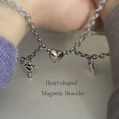 Herzförmiges Magnetarmband Love Lock Einfache Titanstahl-Paararmbänder für Männer und Frauen