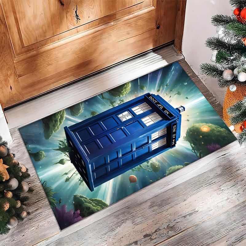 Doctor Who's TARDIS Printed Crystal Velvet Area Rug, Soft Anti-Slip Water Absorbent Floor Mat for Living Room Bedroom
