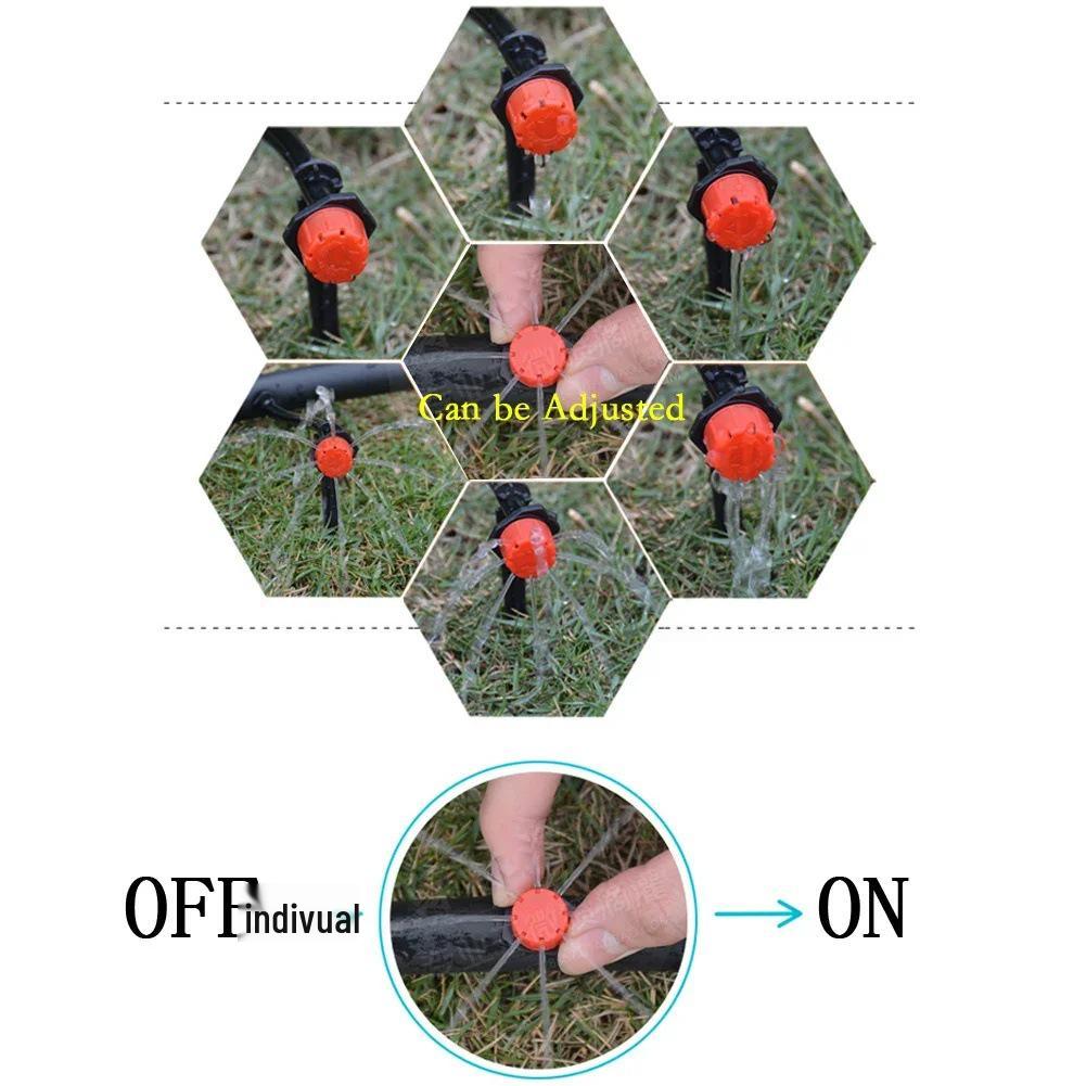Agricultural Adjustable 8-Hole Micro Drip Irrigation Sprinkler for Fruit Trees with Red Cap