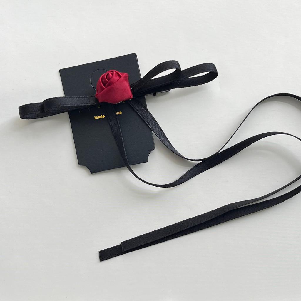 High-End French Bow Ribbon Rose Hair Clip for Women