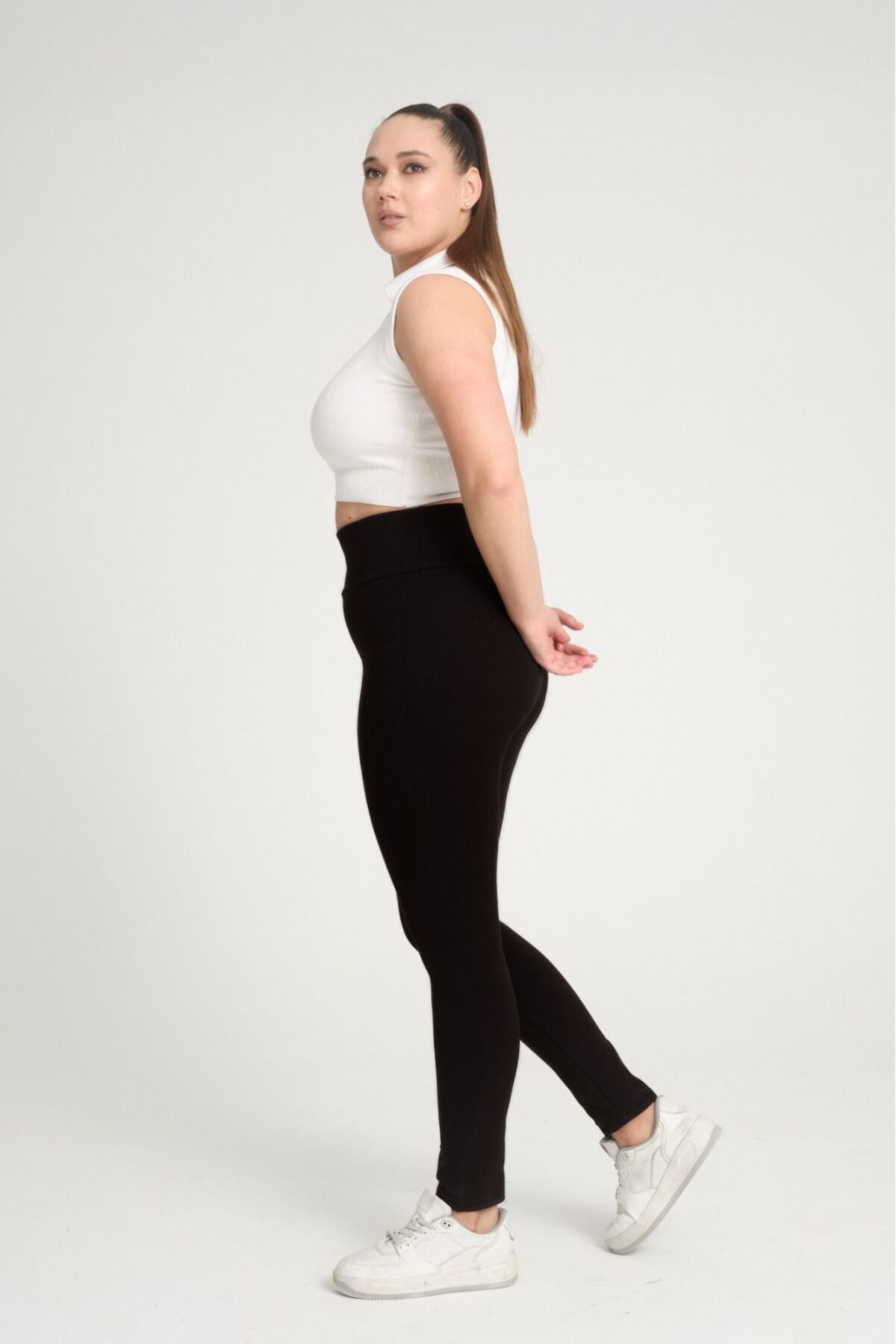 

Women s Style Plus Size Leggings Curve Big Size Ribbed High Waist Black Tights 2XL
