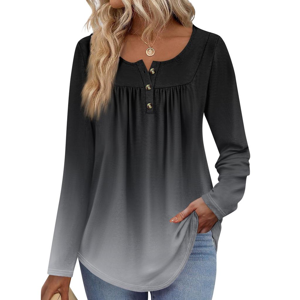 Γυναικεία Μπλούζα Τούνικ Μακρυμάνικη Φαρδιά Μπλούζα Καθημερινή Oversized Μπλούζα Πλισέ Τούνικ Κουμπωτή Καθημερινή Γυναικεία Μπλούζα με Μοτίβο