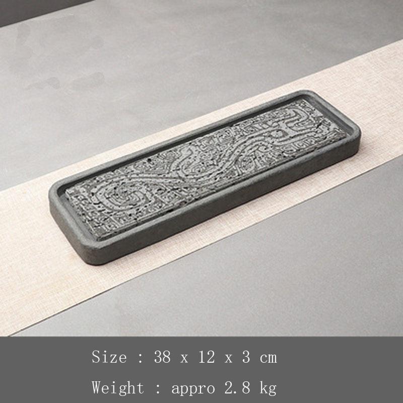Rectangular Stone Tea-Tray Separable Natural Volcanic Rock Plate, Kung Fu Tea Set, Room, Home Decoration, Table, Office Decor