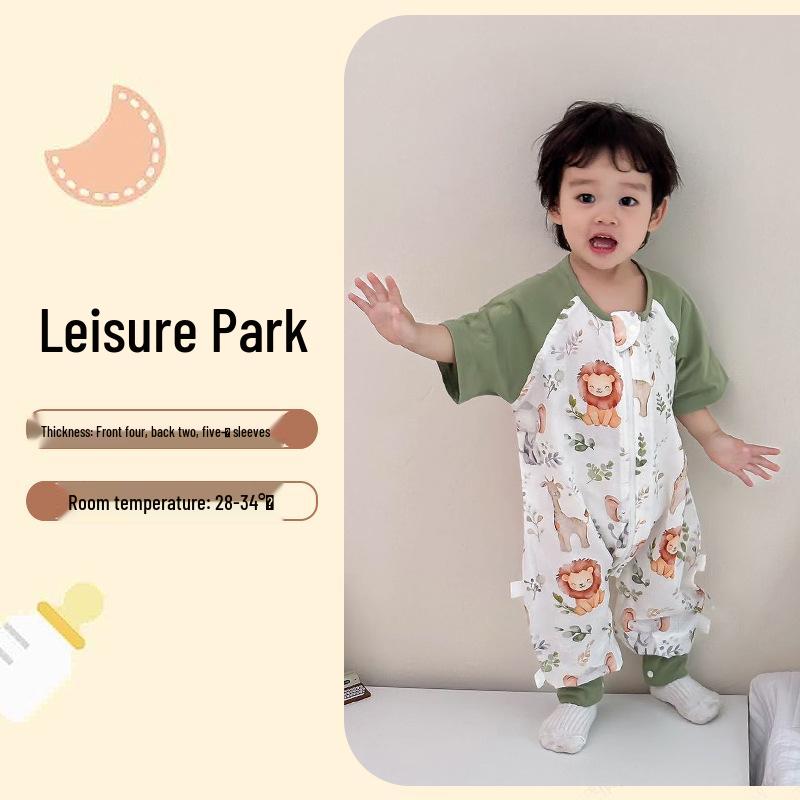 Bamboo Fiber Infant Sleeping Bag - Summer Anti-Kick Gauze Pajamas for Babies