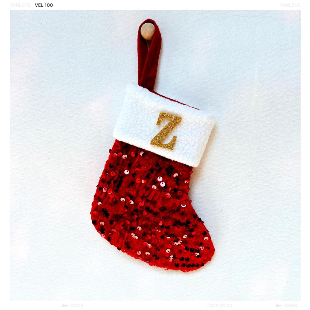 New creative DIY silver sequined knitted socks red letter christmas stockings christmas day decorative knickknacks