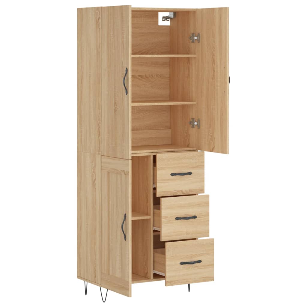 Vidaxl Display Cabinet, Sonoma Oak, 69.5X34X180 Cm, Wood-Based Material