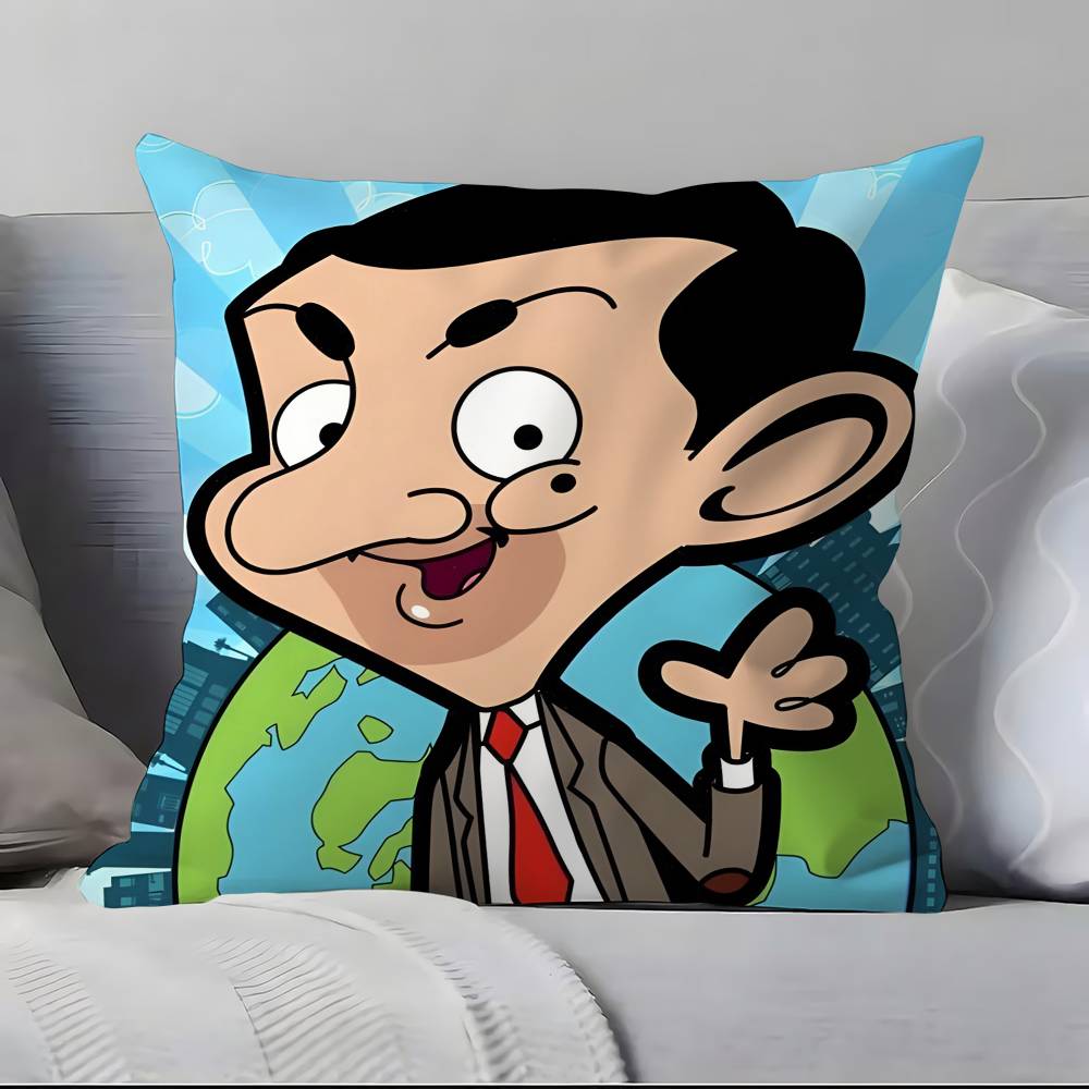 Cartoon M-Mr. BeanS Pillow Case Anti-dustmite Pillowcase Invisible zipper silky short plush Sofa cushion cover