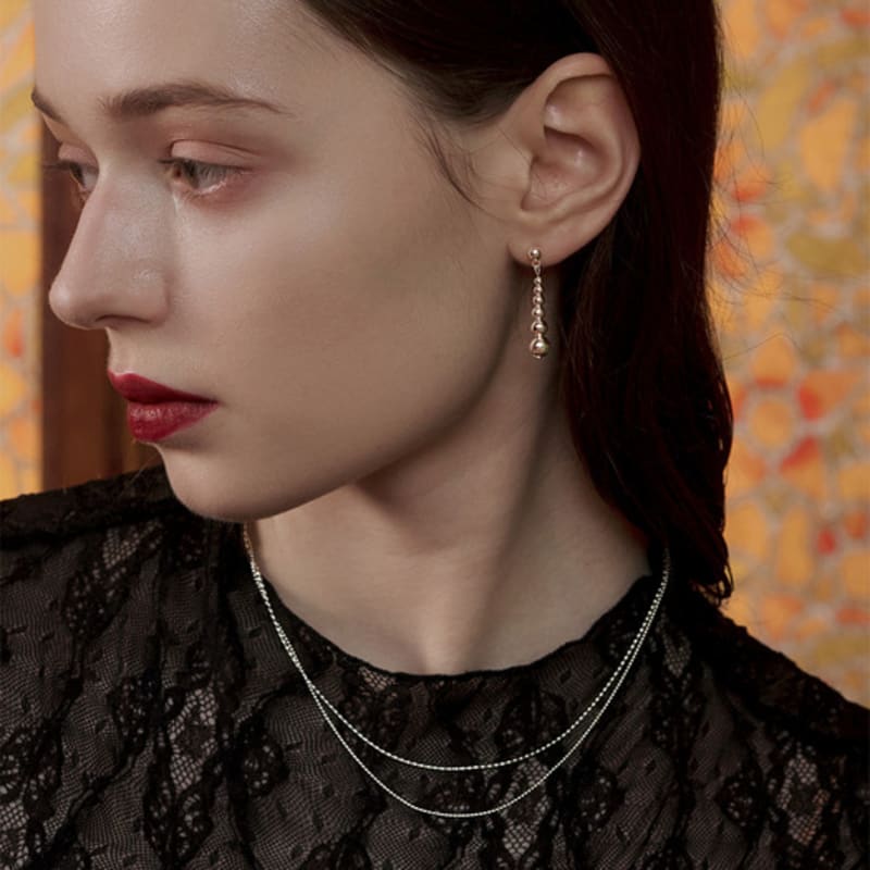 TOU SS014 Layered Ball Chain Necklace