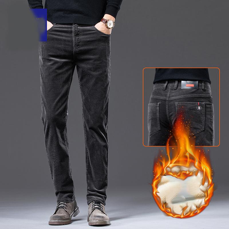 

Мужские вельветовые брюки, мужские зимние толстые теплые деловые прямые повседневные брюки, модные корейские флисовые зеленые мешковатые брюки, мужские 28