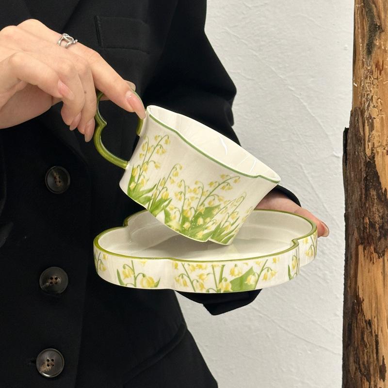 Tasse à café et soucoupe en céramique design rétro français Exquise haut de gamme luxe léger Tasse et soucoupe Coffret cadeau Souvenir cadeau