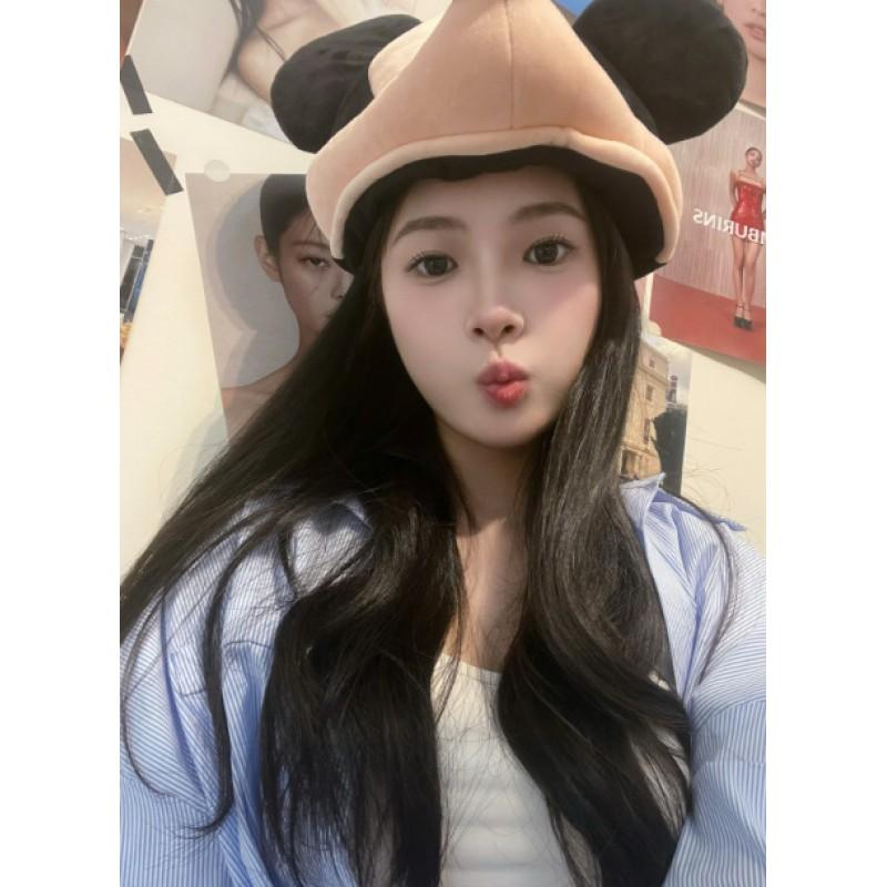 Womens Cute Color-Block Plaid Long Sleeve Shirt With Polo Collar Casual College Style Top